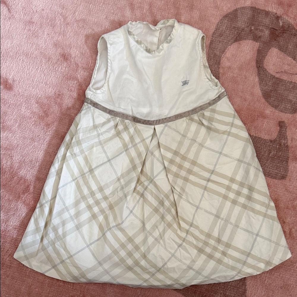 Burberry Kids Cream and Tan Plaid Dress